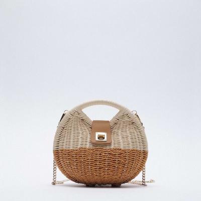 China Straw Bag Shell-Shaped Summer Seaside Oblique Handbag One-Shoulder Rattan Woven Bag Casual and Luxury Designer Handbags for sale