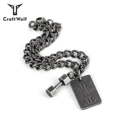 China High Quality Anti-allergic/No Rust/Craft Wolf Fashion Jewelry Men Women Stainless Steel Dumbbell Bracelet for sale