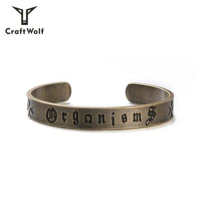 China General Anti-allergic/No Rust/Women High Quality Custom Vintage Wolf Craft Jewelry Men's Silver Titanium Titanium Open Bangle Bracelet Crown 316L Stainless Steel Bangle for sale