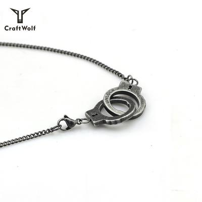 China High Quality Wolf Fashion Punk Handcuff Couple Craft Necklace for sale