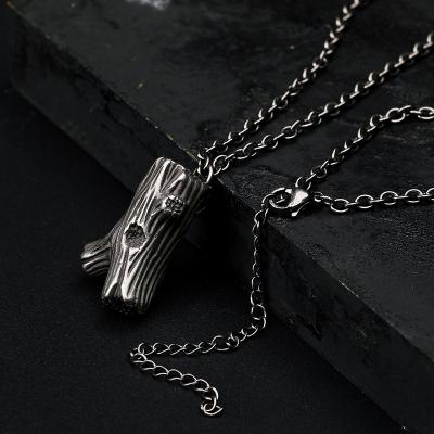 China Hiphop Craft Wolf Vintage Hiphop Jewelry Antique Tree Branch Stainless Steel Silver Plated Pendant Necklace for sale