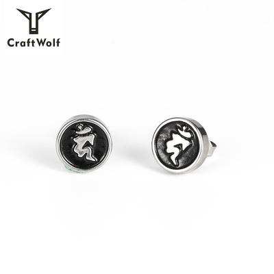 China High Quality Wolf Men Women Ladies Couple Craft Stainless Steel Vintage Stud Earrings for sale