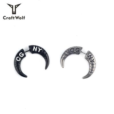 China High Quality Wolf Hot Sell Fashion Korean Craft Stainless Steel Ox Horn Stud Earrings for sale