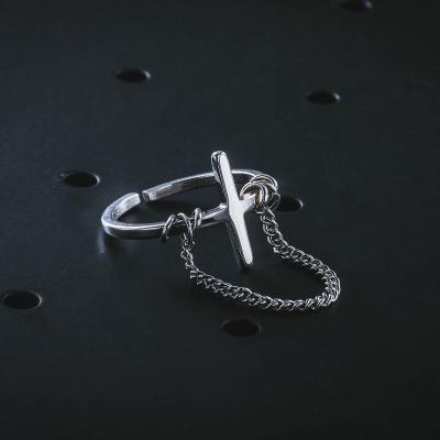 China Hiphop Craft Wolf Stainless Steel Hip Hop Shape Of Cross Ring Chain Mens Womens Jewelry for sale