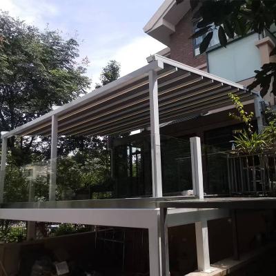 China Rot Proof GALAXY Gazebo Iron Folding Louver Garden Aluminium Design Modern Customized Retractable 10x10ft Pergola Luxury Space Party Gifts for sale