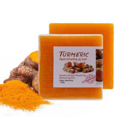 China Basic Cleansing OEM/ODM Whitening Anti Acne Ayurvedic Ginger Extract Organic Handmade Face Bath Toilet Body Turmeric Soap for sale