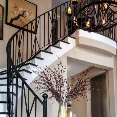 China EUROPEAN High End Luxury Interior House Staircase Decorative Wrought Iron Railing Design AG-F008 for sale