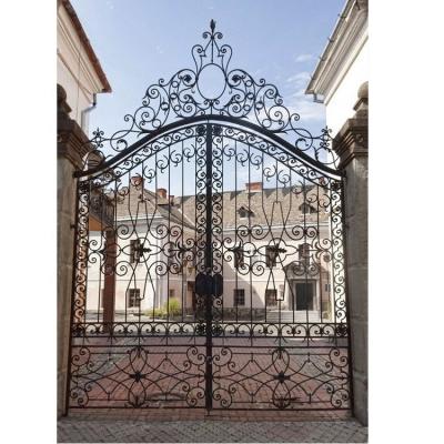 China AR-G001 French Luxury Decorative Wrought Iron Double Door Exterior Light Door for sale