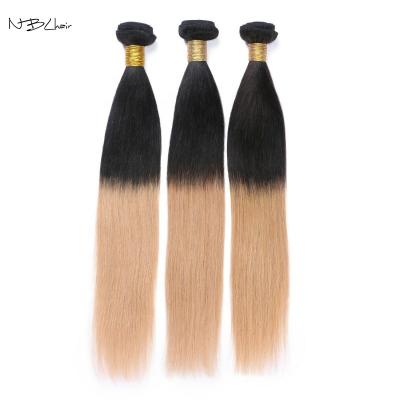 China Factory Wholesale Price Silky Straight Wave Ombre Color Virgin Human Hair 1B Body Wave 27 Brazilian Hair Bundles With Closures Fast Ship for sale