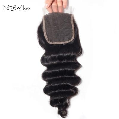 China 4X4 Curl 4X4 Lace Closure Factory Hair Factory Peruvian Loose Deep Wave Deep Wave Closure Medium Swiss Lace Closure Brown Hd Lace Closure for sale