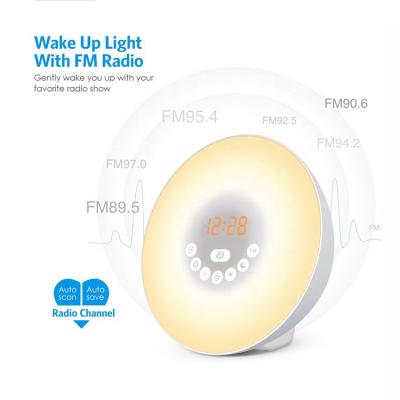 China DB-Way Radio Sunrise Wake Up Light Alarm Clock Colorful Dynamic Lighting BT Wireless Speaker for sale