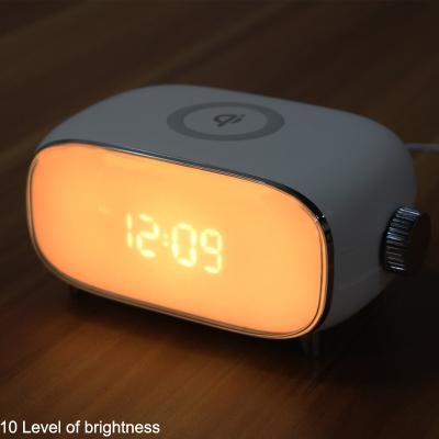 China Wireless Charging Blue Wake Up Hot Sale Table Electronic Programming Timing Lamp With Wireless Charger Sleep for sale