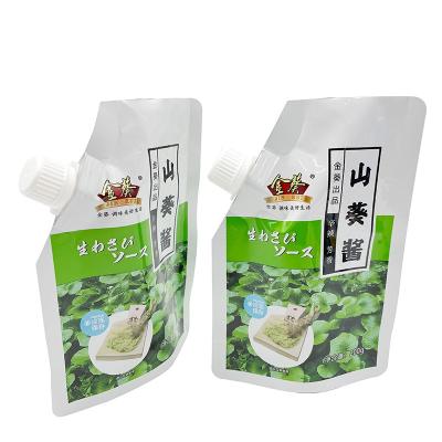 China Custom Safety High Quality Stand Up Plastic Pouch Sauce Packing Pouch Bag Liquid Spout Pouch for sale