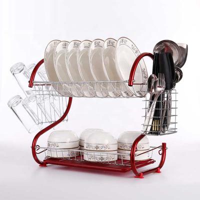 China 2 Tier Kitchen Stainless Steel Dish Shelving Storage Rack Viable Multifunctional Dish Rack for sale