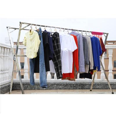 China Eco - Friendly Stainless Steel Material X Shape Convenient Folding Outdoor Clothes Rack for sale