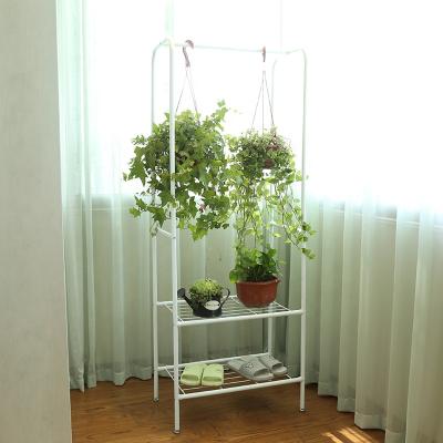 China Hanging Plants Best Price Heavy Duty Three Layer Space Saving Storage Shelf Balcony Clothes Hanging Drying Rack for sale