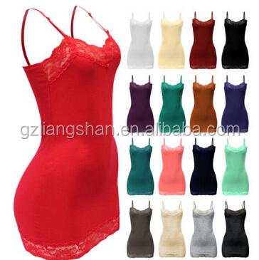 China OEM Wholesale Anti-pilling Women's Long Tank Top Spaghetti Strap Cami Lace Shirt Basic Tee Camisole for sale