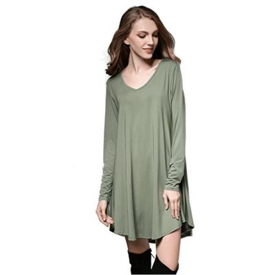 China Anti-Wrinkle Wholesale OEM Women Long Sleeve Casual Loose T Shirt Dress for sale