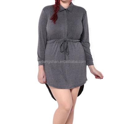 China Wholesale Anti-wrinkle Women Casual Shirt Dress Plus Size Long Sleeve Slim Party Midi Dress for sale