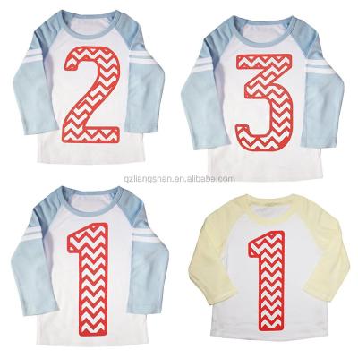 China Anti-Pilling Baby Boy Names Unique Images Ruffle Birthday Raglan Chevron Stripe Raglan T-Shirt for sale