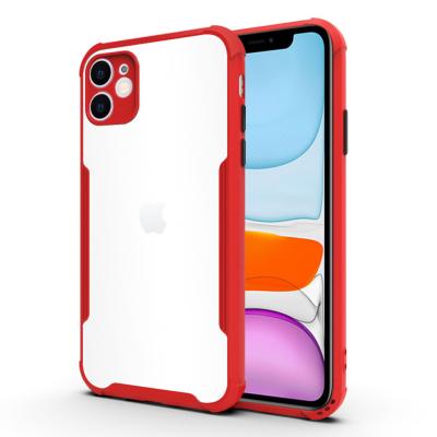 China New Contrast Shockproof Transparent Shockproof Airbag Button Mobile Cell Phone Bumper Cover For iPhone 13 12 11 pro Max Mini Case for sale