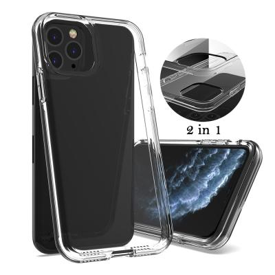 China New Arrivals Anti-fall high transparent back cover 2 in 1 soft TPU + hard PC clear mobile cell phone case for iPhone 13 pro Max Mini 12 11 for sale