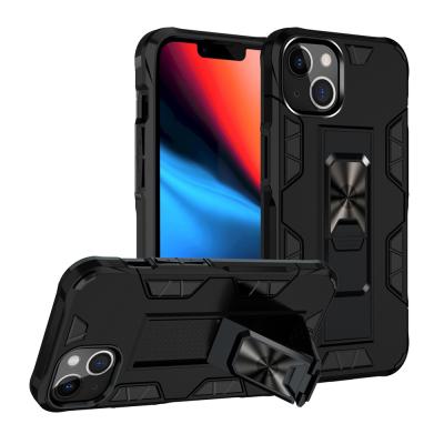 China Shockproof Magnetic Car Mount Kickstand Cell Phone Case PC+TPU Armor Back Cover With Anti-drop Ring For iPhone 13 12 11 pro Max Mini for sale