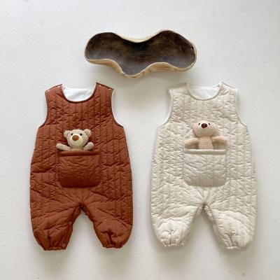 China Chemical fiber baby clothes color vest overalls warm plain pure baby plus cotton thickening rise clothes in winter for sale