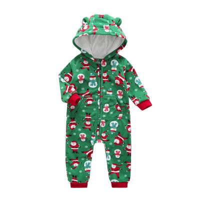 China Long Rise Cartoon Clothes Fall/Winter Boys And Girls Thick Fleece Baby Hooded Overalls for sale