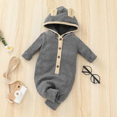 China Long sleeve 2021 spring and autumn baby rib fashion unisex baby climbing hooded cute long sleeve overalls for sale