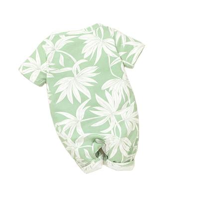 China Factory Wholesale Casual Short Sleeve Summer Snap Button Unisex Baby Printed Breathable Organic Cotton Rompers Jumpsuit For Newborns for sale