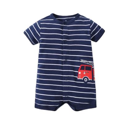 China Custom Printed OEM Customized Trucker Sticker Cotton Summer Baby Rompers Casual Short Sleeve Overalls for sale