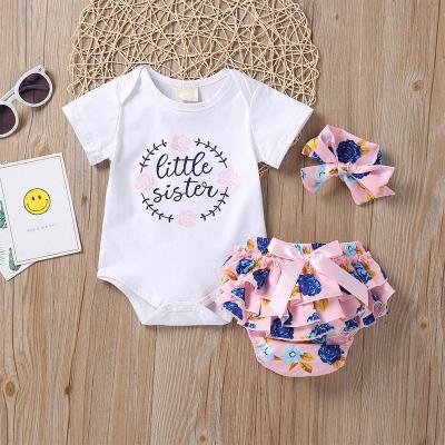 China New breathable fashion summer baby overalls honykids 3pcs female jumpsuit+pants skirt+headband costume for sale