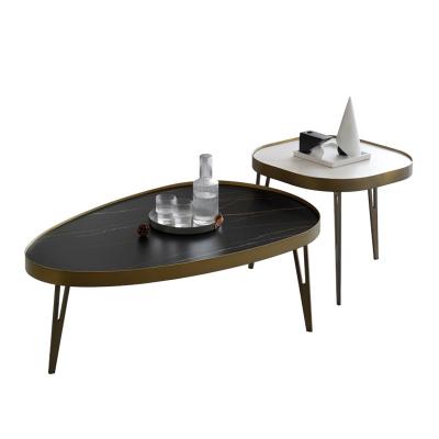 China Contemporary Nordic luxury iron marble gold modern smart coffee table set for home furniture for sale