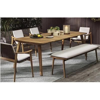 China Newcomer Contemporary 6pc Curved Outdoor Wood Furniture Set Outdoor Patio Rattan Table for sale