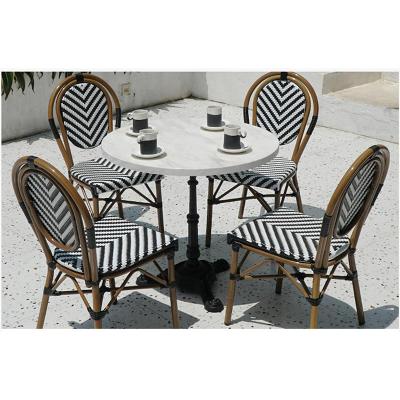 China Contemporary Teak Wood Rattan Chair Restaurant Garden Cafe Bamboo Fabric For Outdoor Furniture for sale