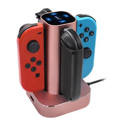 China Latest Portable 4 in1 Joy-Con Power Charger LED Charging Dock Stand for Nintendo Switch Joy-Cons Black Rose Gray for sale