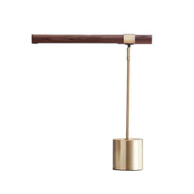 China Classic KaiShiDi Style Wooden Gold Table Lamp Led Metal Table Desk Light For Hotel Attic Villa Bedroom Bedside for sale