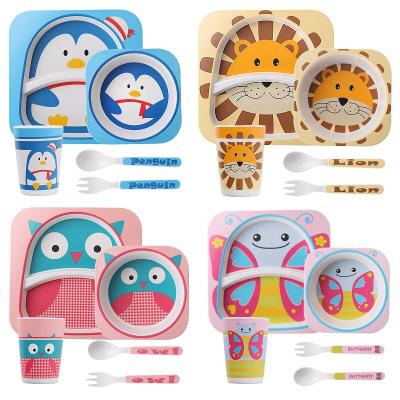 China Minimalist bamboo dinnerware set for kids children bamboo dinnerware set, 5pc, for kids children dinnerware set for sale