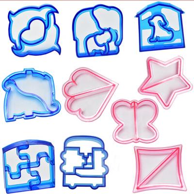 China Interesting Plastic Sandwich Cutter 10 Shapes Viable Wholesale Lunch Set DIY Sandwich and Bread Crust Cutters Mold for Kids for sale