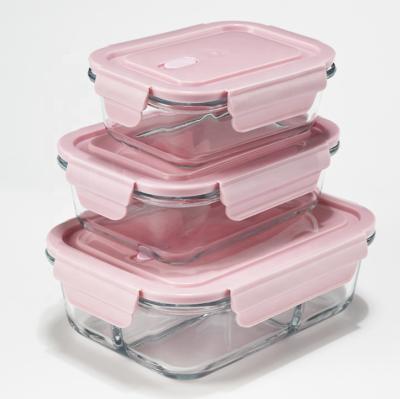 China Aohea Lunch Food Storage Containers Microwave Viable Freezer Safe Glass Meal Prep Leakproof Bento Lunch Box With Divider for sale