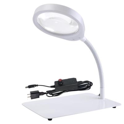 China Amazon Magnifier Glass Hot Selling Dimmable Led Lamp With Adjustable Goose Neck And Base for sale