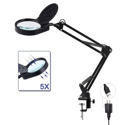 China Hot Sale 2021 Desktop Table Clamp Foldable Mount LED Magnifier Lamp Magnifying Lamp for sale