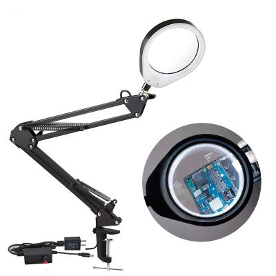 China Foldable PDOK Led Magnifying Lamp With Clamp, Adjustable Arm Magnifier Lamp, for sale