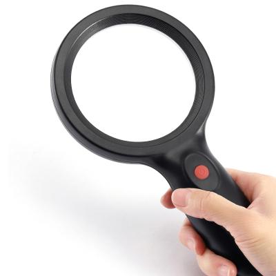 China 10X Large Glass Handheld Magnifying Glass 18 LED Illuminated Lighted Magnifying Glass Seniors Reading for sale