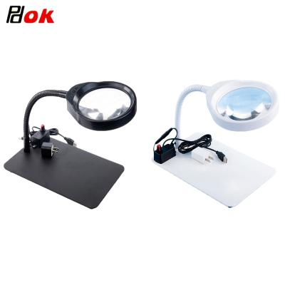 China Dimmable 8X Desk Magnifier PD-032C Reading and Inspection Desk Lamp Dimmable Magnifier for sale