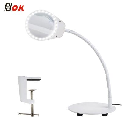 China Amazon Factory Hot Sale Glass Adjustable Desk Clamp Electronic Led PDOK Magnifying Lamp Magnifying Lamp for sale