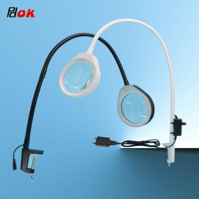 China 10X Dimmable Flexible Long Arm Desktop Clamp Type Magnifier Lamp For Nail Beauty Salon PD-032AL for sale