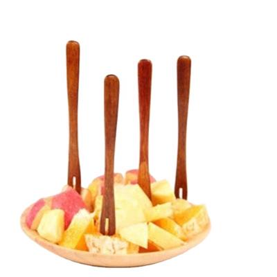 China Japanese Style Long Handle Wooden Forks Disposable Reusable Handmade Kitchen Utensil For Desserts And Fruit for sale