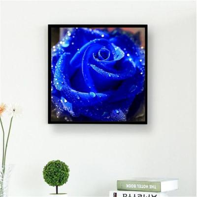 China Modern Hot Selling Blue Rose Point Diamond Cross Embroidery Amazon Drilling DIY Diamond Painting Full Indoor Decorative Painting for sale